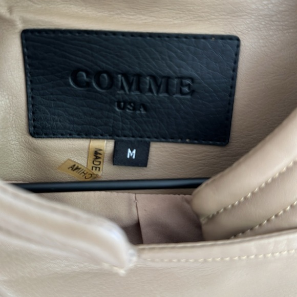 Tan faux leather motorcycle style jacket - Picture 2 of 6